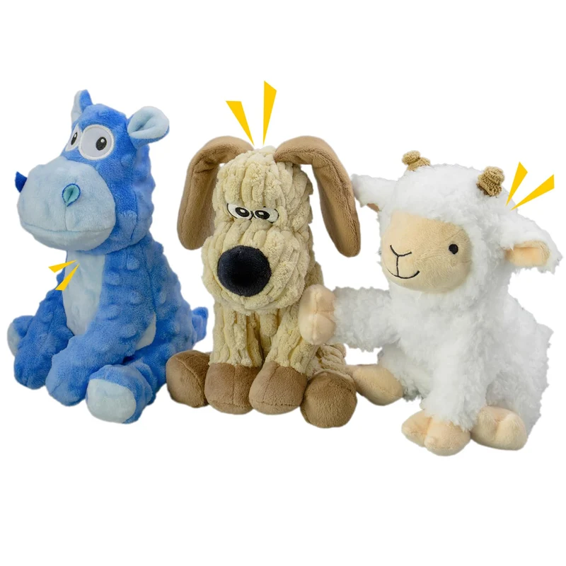 MeetYooo 3 Pack Jouets Peluche Siffleurs – Animaux pour Chiens, Durable et Stimulant