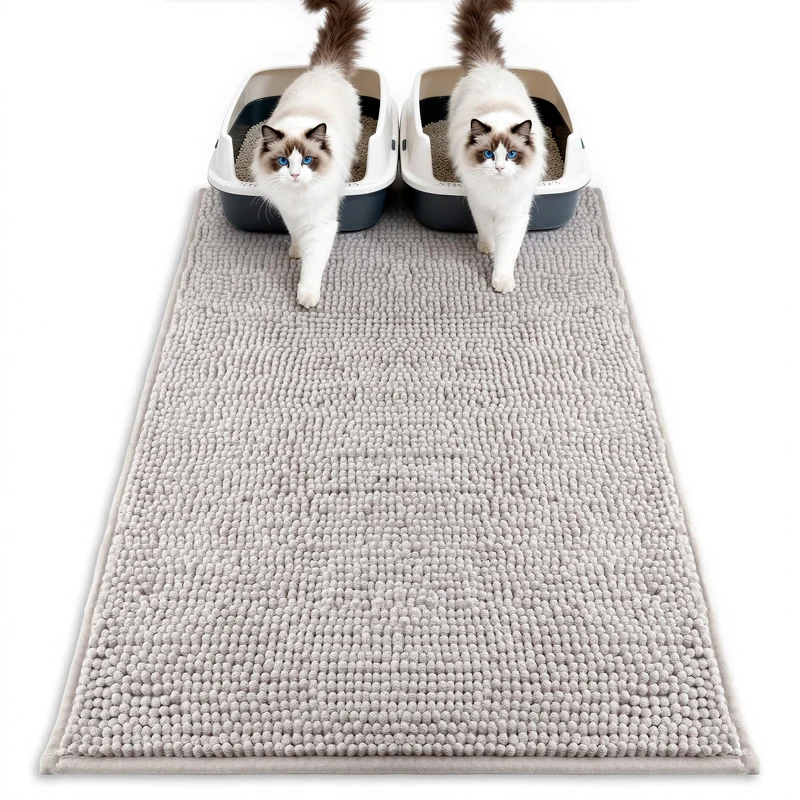 Pieviev Tapis Litière Chenille 36x30 po – Ultra Absorbant, Imperméable et Anti-Dérapant