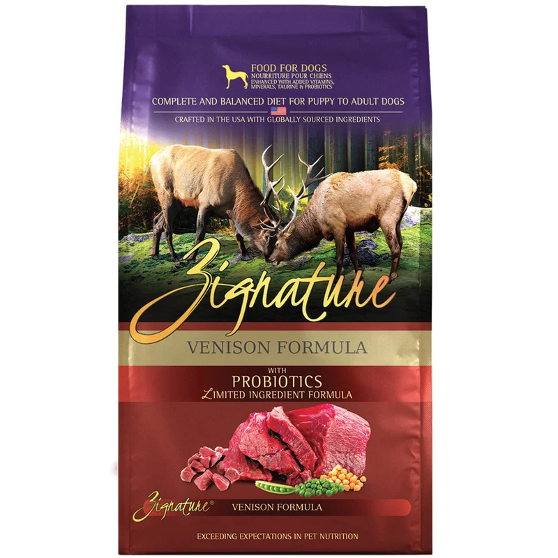 Zignature Venison – Formule à Ingrédients Limités pour Chien | Croquettes 4lb