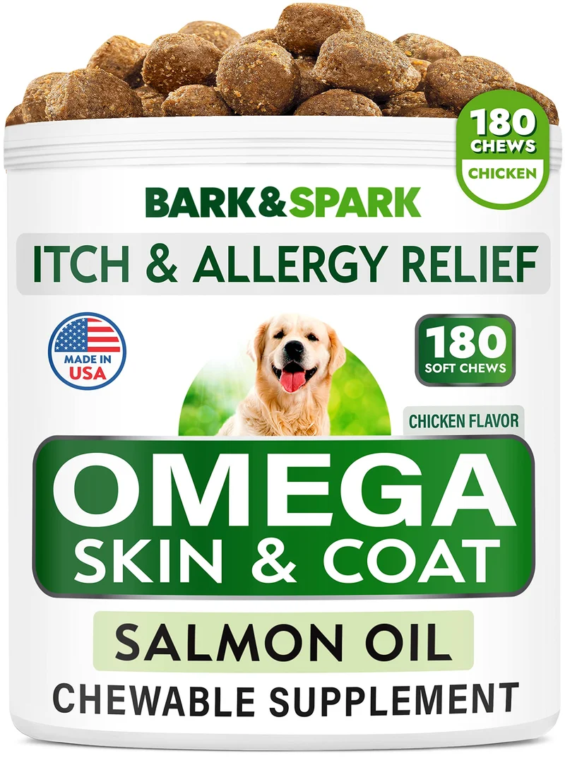 BARK&SPARK Omega 3 pour chiens – 180 bouchées saumon, pelage sain et articulation