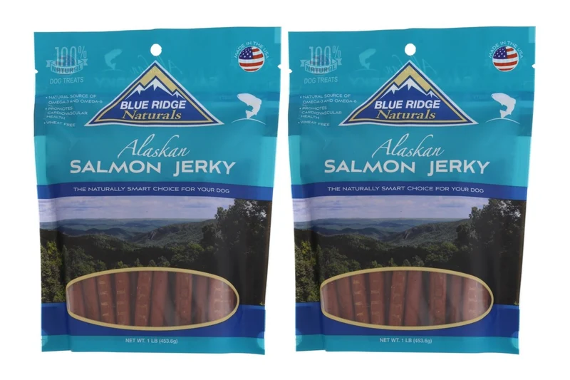 Blue Ridge Naturals — Lot de 2 Jerky Saumon d'Alaska pour Chien (1 livre chacun) — Sans blé, Fabriqué aux États-Unis