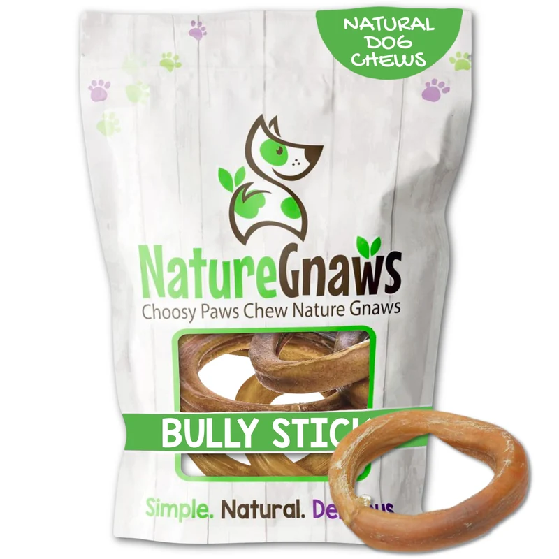Nature Gnaws Anneaux Bully pour Chien (5 Pièces) — Mastication Durable et Naturelle, Sans Cuir