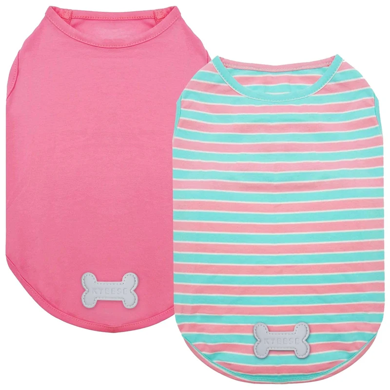 KYEESE Lot de 2 T-shirts pour Chien Rayés Rose XL – Confort Léger et Visibilité Réfléchissante