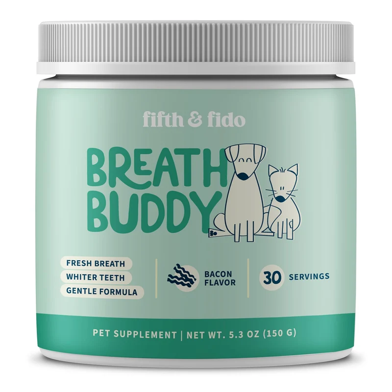 Fifth & Fido Breath Buddy – Poudre Dentaire pour Chiens et Chats, Haleine Fraîche et Dents Plus Propres, Fabriqué aux États‑Unis