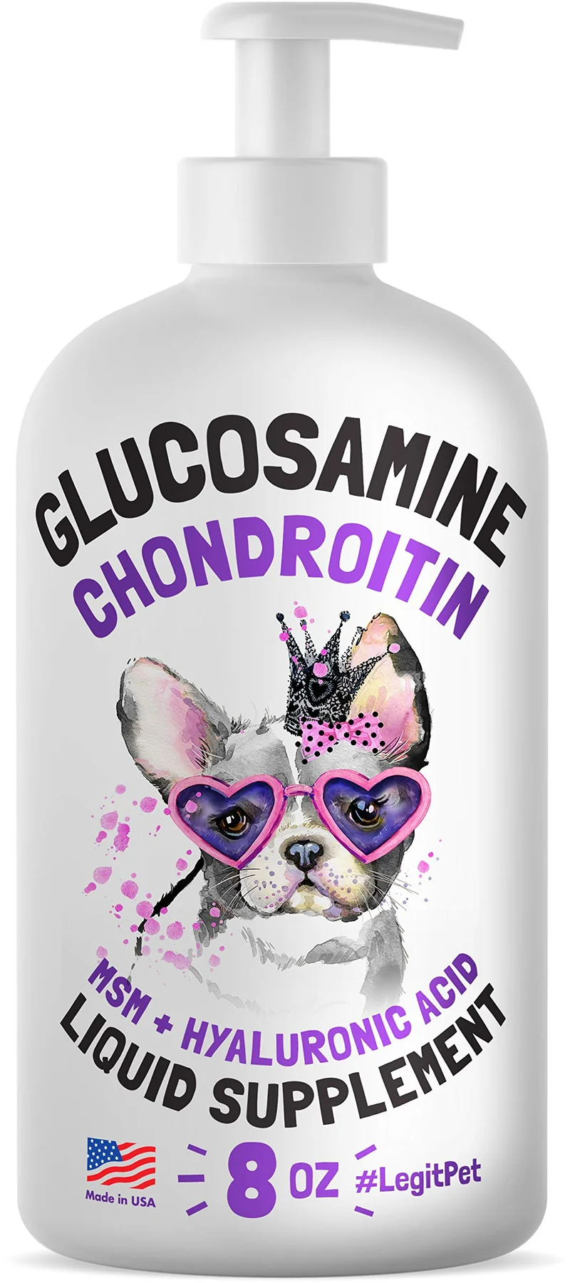LEGITPET Glucosamine liquide pour chiens – Saveur bacon, Chondroïtine, MSM et Acide Hyaluronique | Mobilité et soutien des articulations