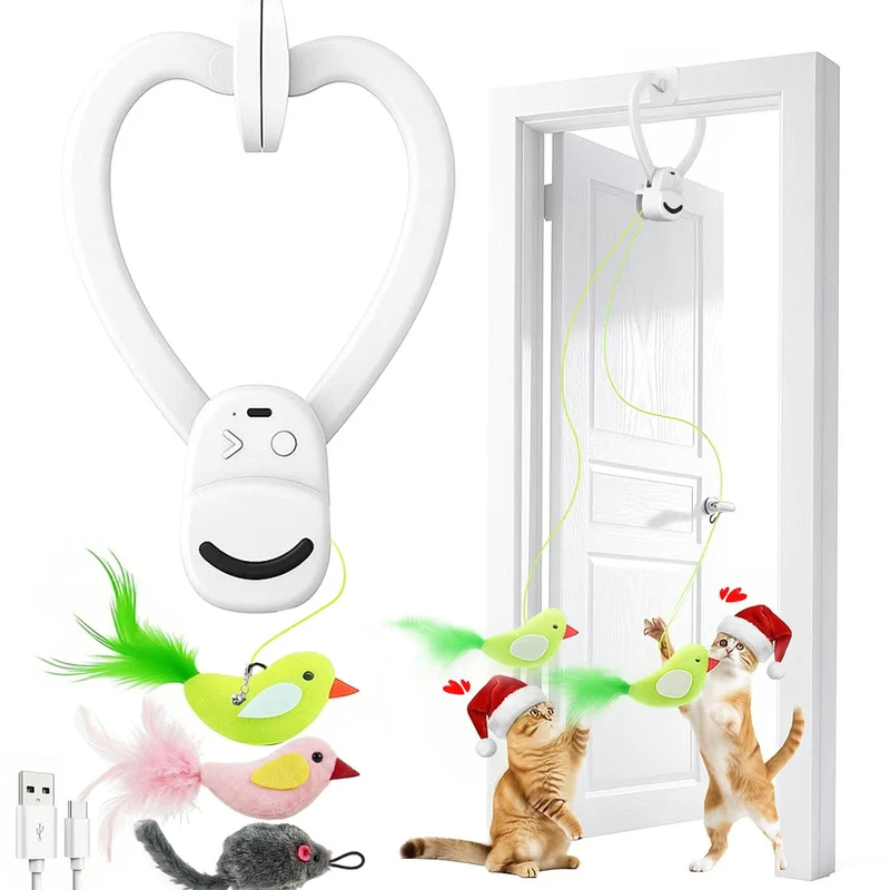 Aoioploa - Jouet interactif pour chats d’intérieur: oiseau volant et stimulation