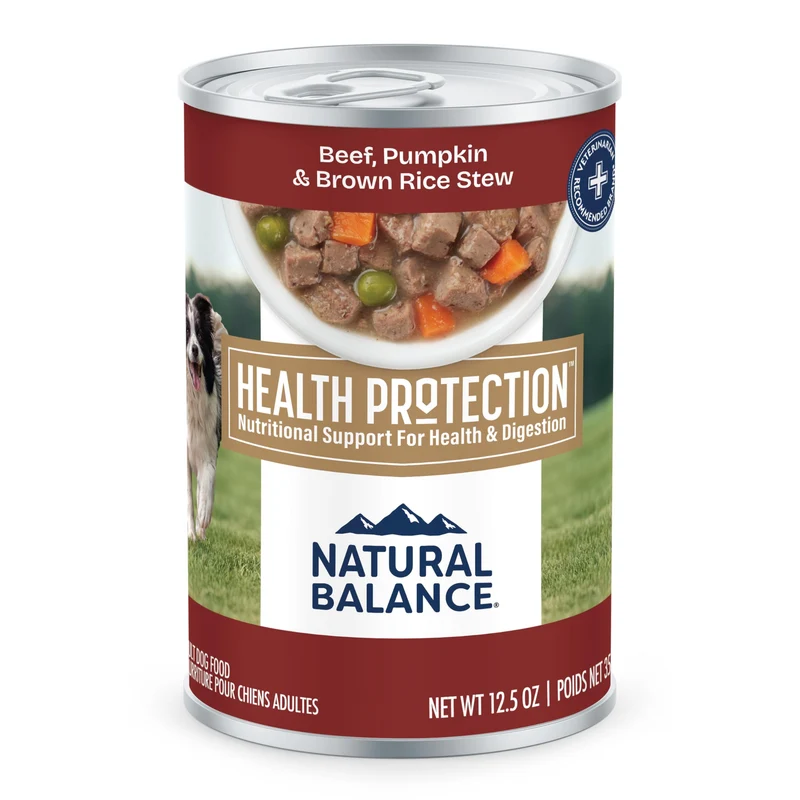 Natural Balance Health Protection – Nourriture humide pour chien au bœuf, citrouille et riz brun, 12,5 oz (lot de 6)