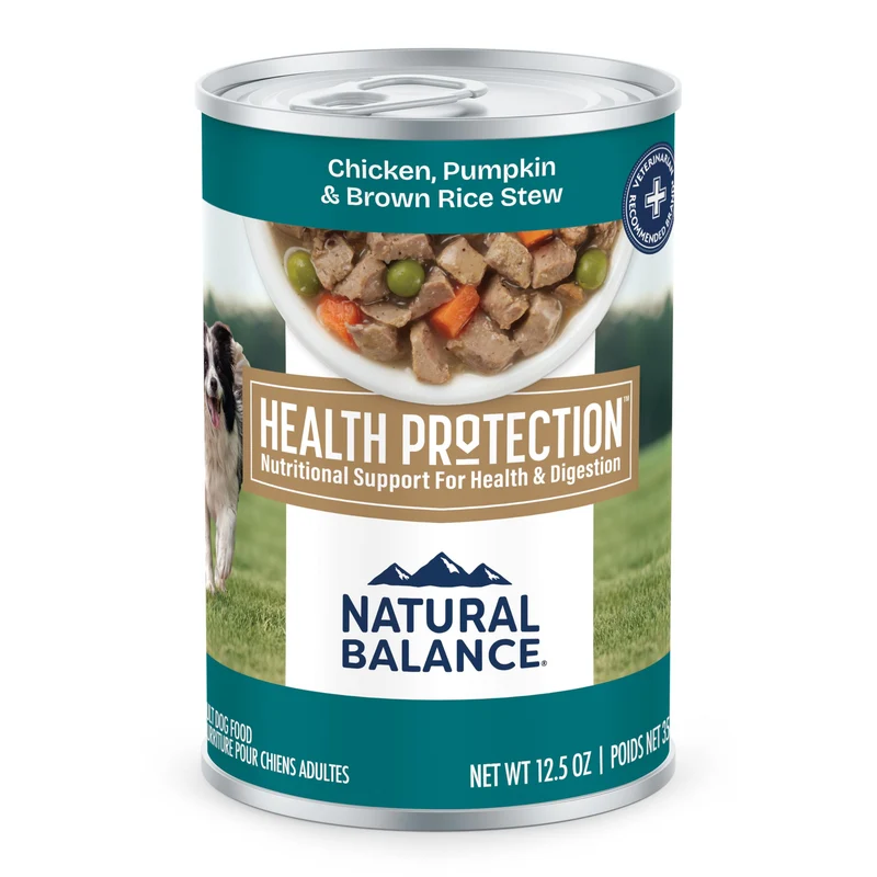 Natural Balance Protection Santé – Pâtée Humide pour Chien, Poulet, Citrouille et Riz Brun – Santé Globale et Digestion Douce, Fibre élevée, 354 g par boîte (lot de 6)