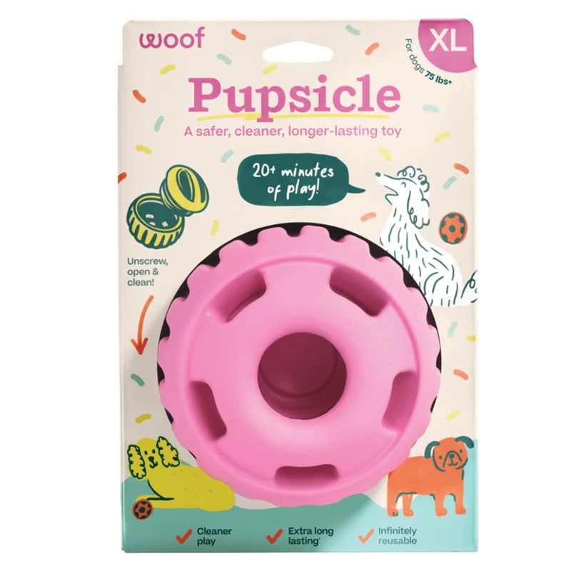 WOOF Party Pupsicle – Jouet interactif longue durée XL pour chiens – Rose