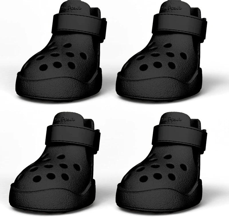 PawPosh Chien Chaussures – Sandales Impermeables et Antiderapantes, Perforees, Tailles Petite/Moyenne/Grande, Noir, Taille 7