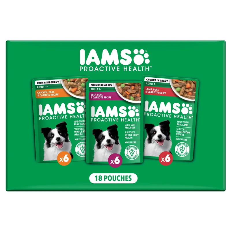 IAMS Proactive Health Nourriture humide pour chien adulte — Pack variété 18 sachets