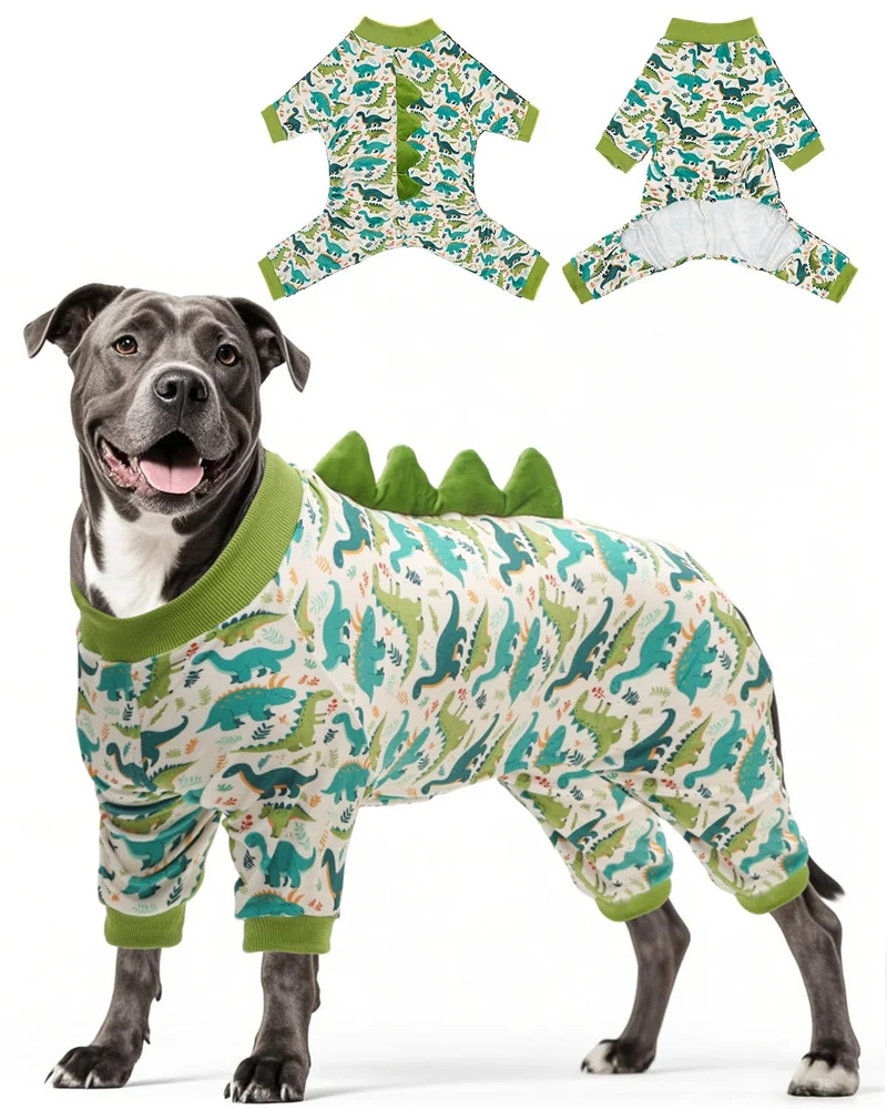 CuteBone Pyjama Dinosaure pour Chien — Velours Cristal Stretch et Pull-over Chaud COSP05XXL