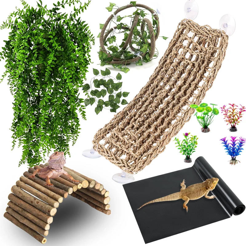 HERCOCCI Accessoires pour Dragon Barbu – Hamac, Pont Flexible et Vignes avec ventouses