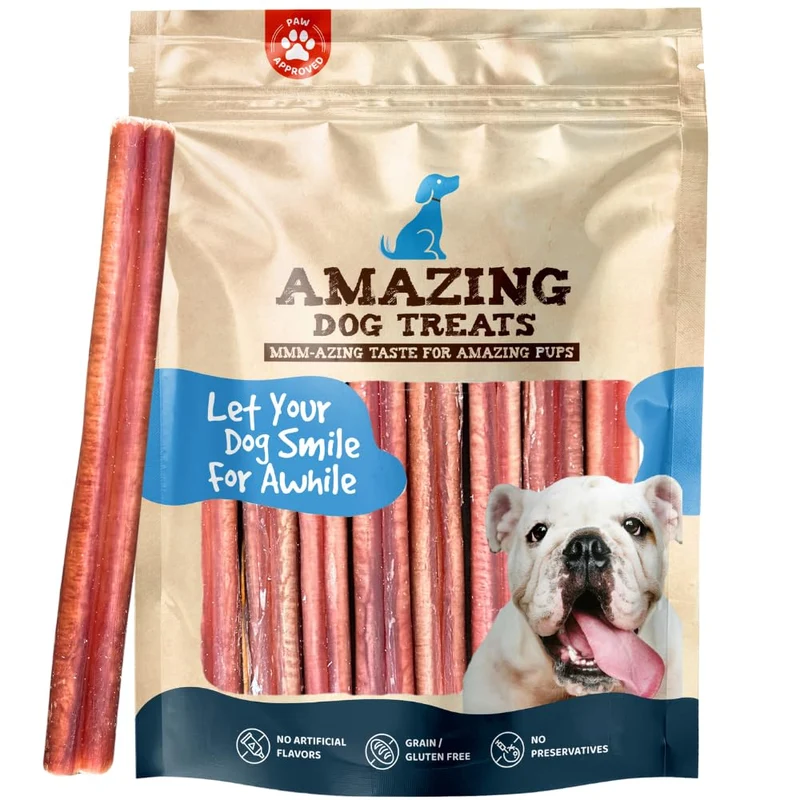 Amazing Dog Treats – Bâtons Bully 15 cm Taille Moyenne (10 Unités) – Sans Peau pour Chiens – En Gros