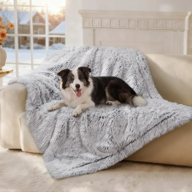 Luciphia Grande Couverture Chien Imperméable 50x60 – Lavable, Douce et Réversible, Gris Brume