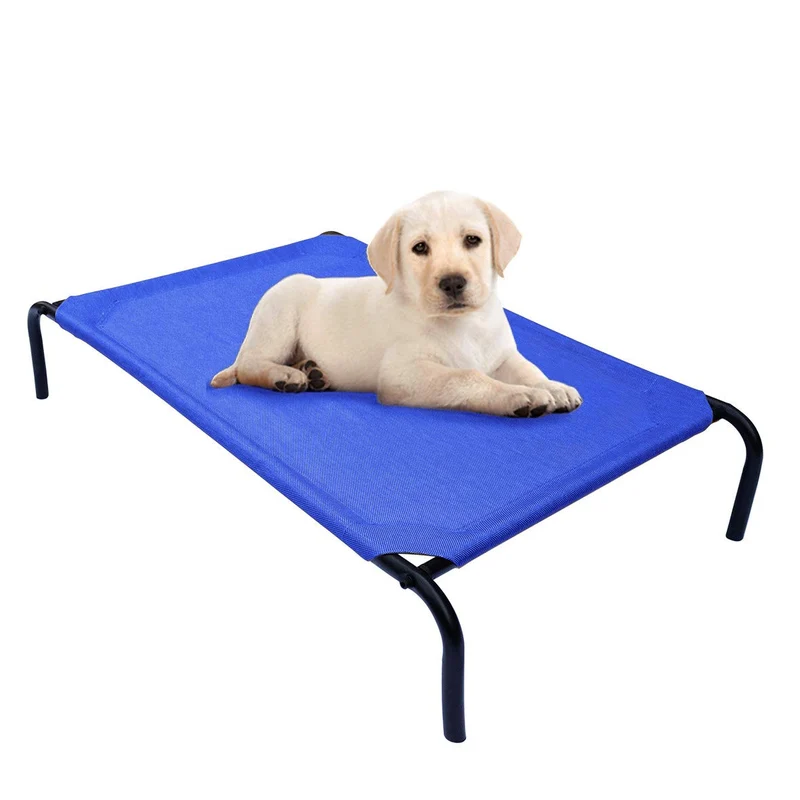 PHYEX Lit pour Animaux Surélevé 33 po Bleu – Cadre en Acier et Maille Respirante
