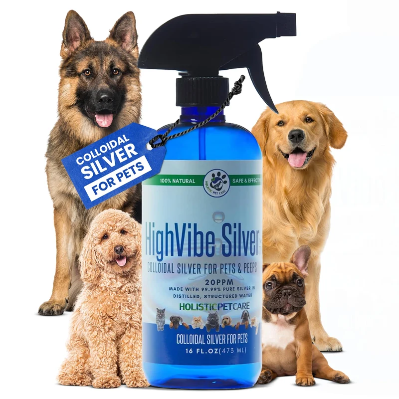 Holistic Pet Care Colloidal Silver – 20 PPM pour chiens, chats, chevaux et oiseaux | Soin peau et immunité