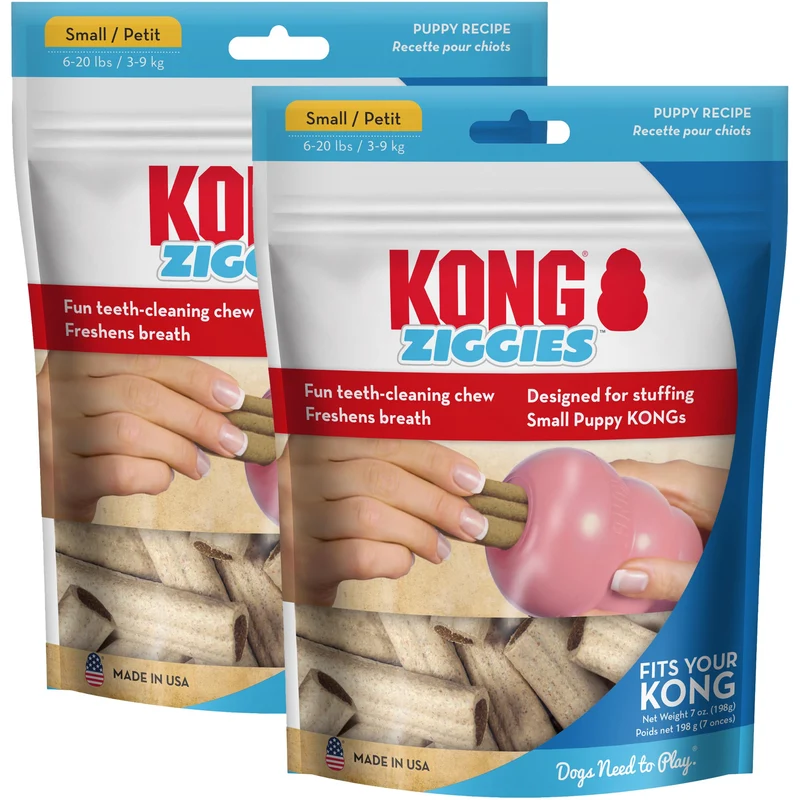KONG Puppy Ziggies – Friandises Douces pour Chiots (2 paquets, Petit) – Nettoyage Dentaire et Mâchage Longue Durée