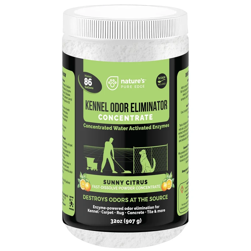 Nature's Pure Edge Poudre d'Enzymes Concentrée — 86 Galons Américains — Nettoyage Professionnel des Odeurs d'Animaux — Citrus Soleil
