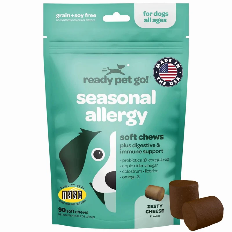 Ready Pet Go! Friandises Immunité pour Chiens — Probiotiques, huile de saumon Alaska et colostrum