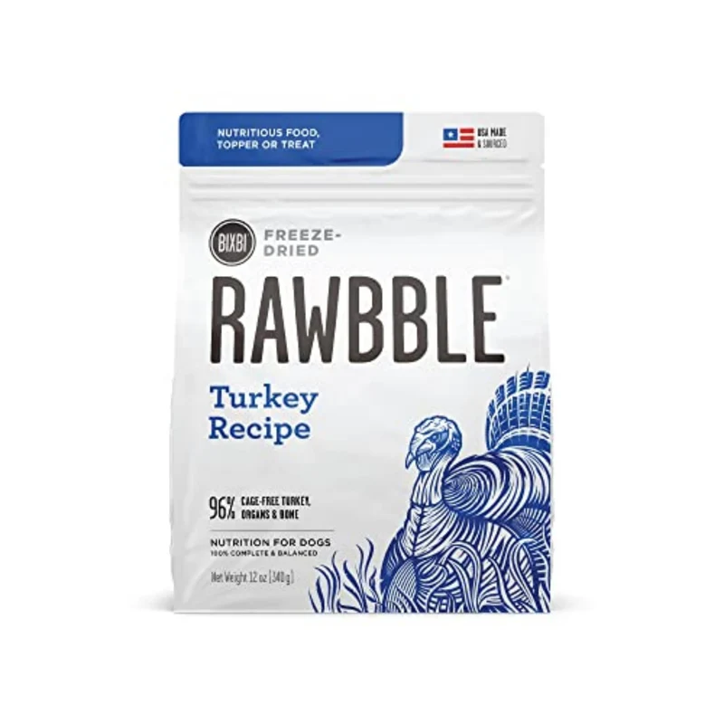 BIXBI Liberty – Toppers lyophilisés Dinde pour chiens – 96% viande et organes – Sans réfrigération – États-Unis