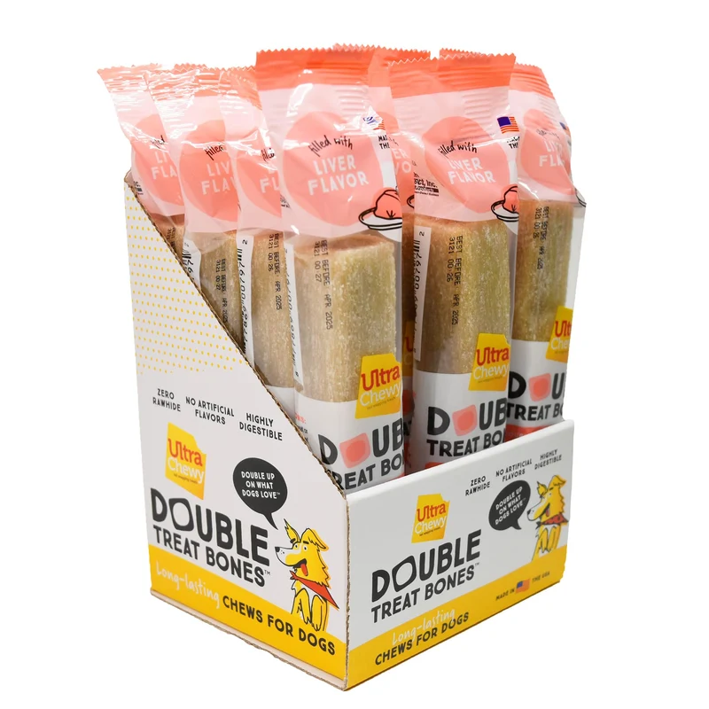 Ultra Chewy Os Double Treat – Os à mâcher longue durée, fabriqué aux États‑Unis (12 pièces) – pour tous les chiens