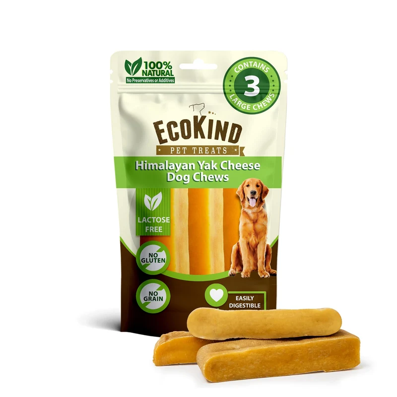 EcoKind Or Doré – Friandises au fromage de yak Himalaya pour grands chiens (3 pièces)