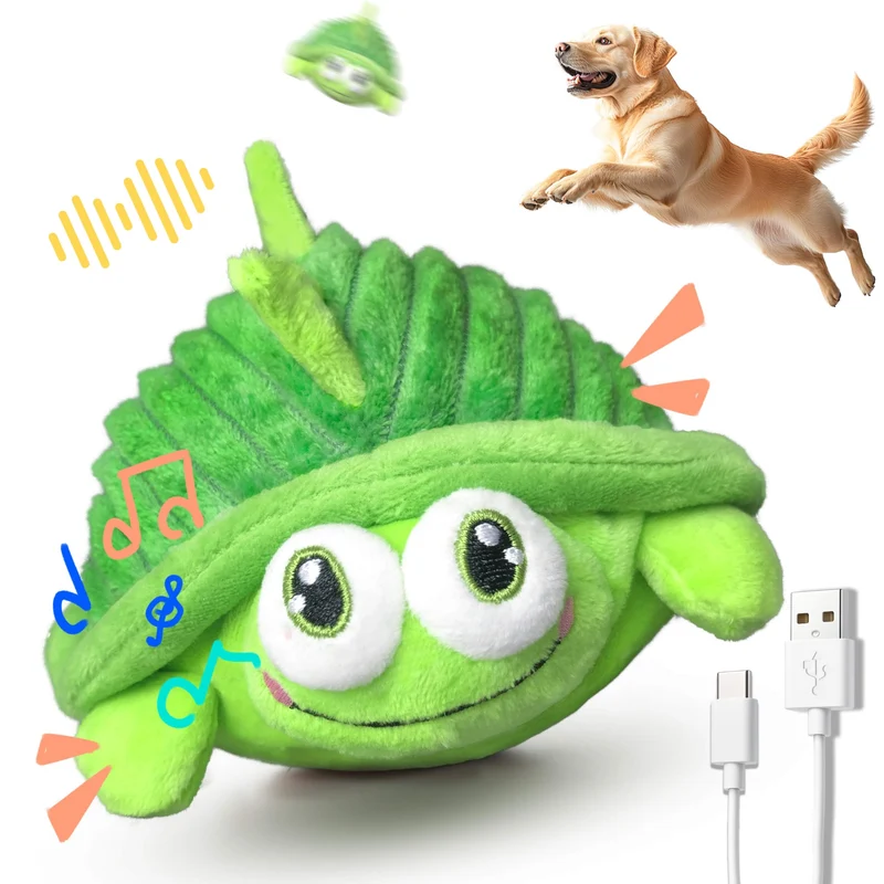 GUKCO Jouet Chien Interactif Tortue – Peluche, Balle Bondissante, Musique & Enregistrement | Rechargeable Auto-Jeu