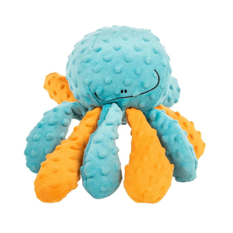 goDog Crazy Tugs Octopus – Jouet peluche à tirer avec Sifflet et Chew Guard, Durable et multicolore, Grand