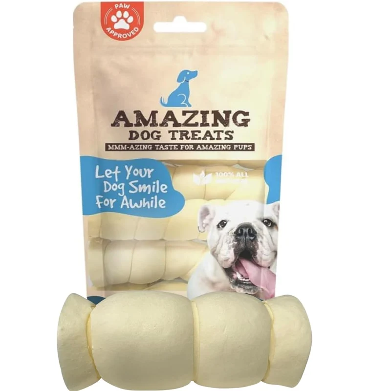 Amazing Dog Treats – Rouleaux de joue de bœuf épais (5-6 pouces, 4 pièces) – Alternative sûre au cuir brut pour gros mâcheurs