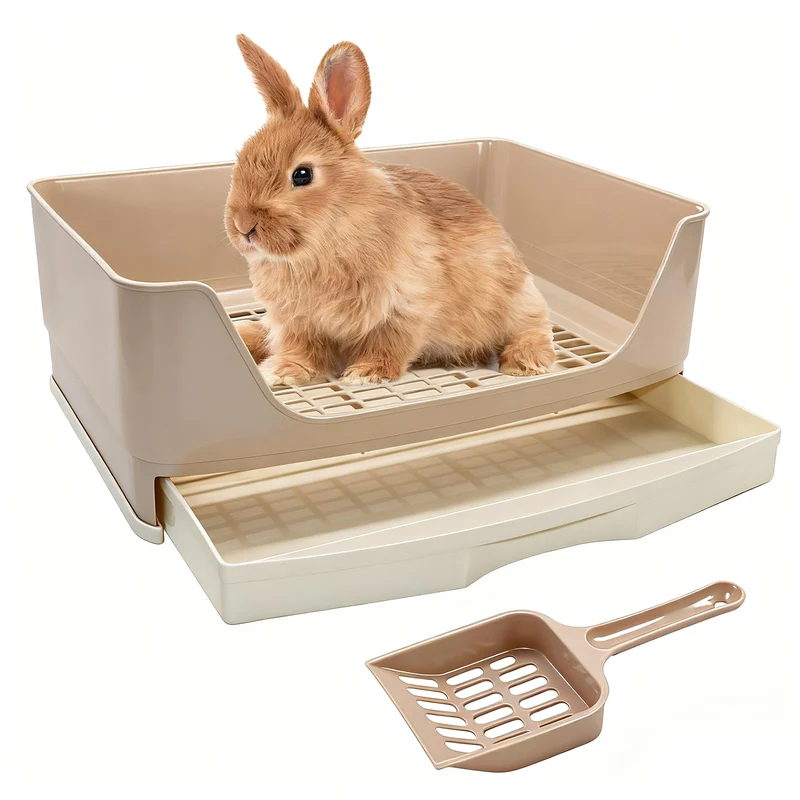 BWOGUE Grand Bac à Litière pour Lapins et Petits Animaux – Toilette d'Angle avec Tiroir