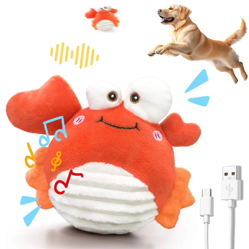 GUKCO Crab — Jouet interactif pour chien rechargeable avec 3 modes et musique