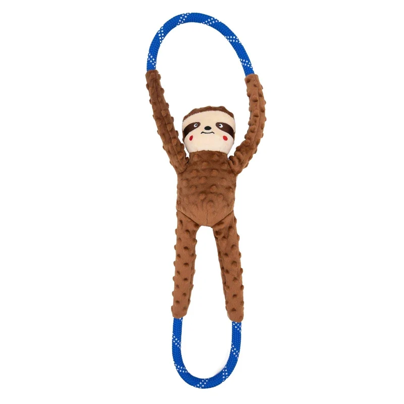 ZippyPaws RopeTugz – Jouet corde robuste pour chiens de toutes tailles (Paresseux) – Tir interactif