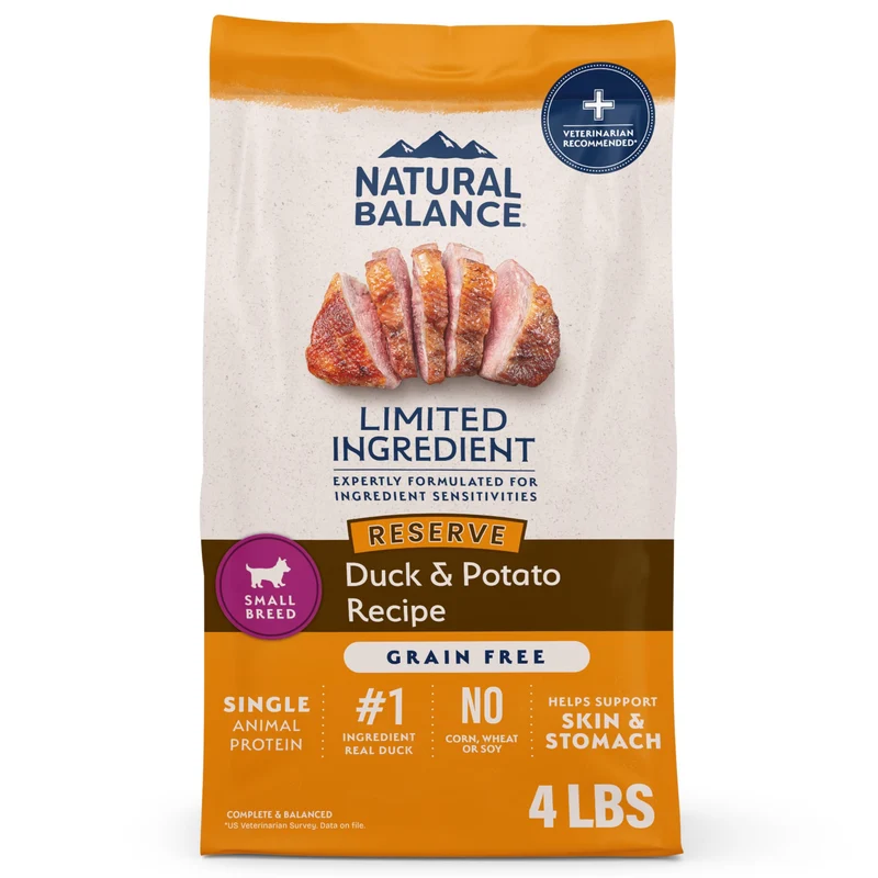 Natural Balance Limited Ingredient Petit Chien – Canard & Patate, Sans Céréales, Croquettes 4 lb