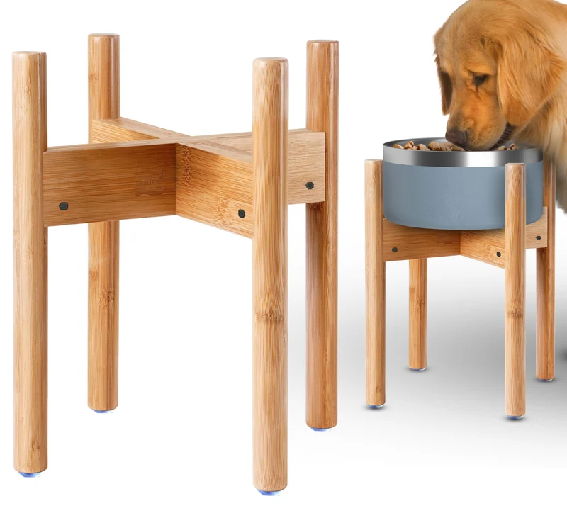 ZPirates – Support de Bol pour Chien de Grande Race, Hauteur 14 pouces, Ajustable en Bambou Durable