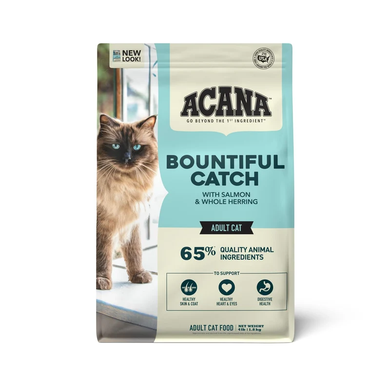 ACANA Bountiful Catch – Croquettes pour Chat Adulte (Saumon, Hareng et Poisson-chat, 4 lb)