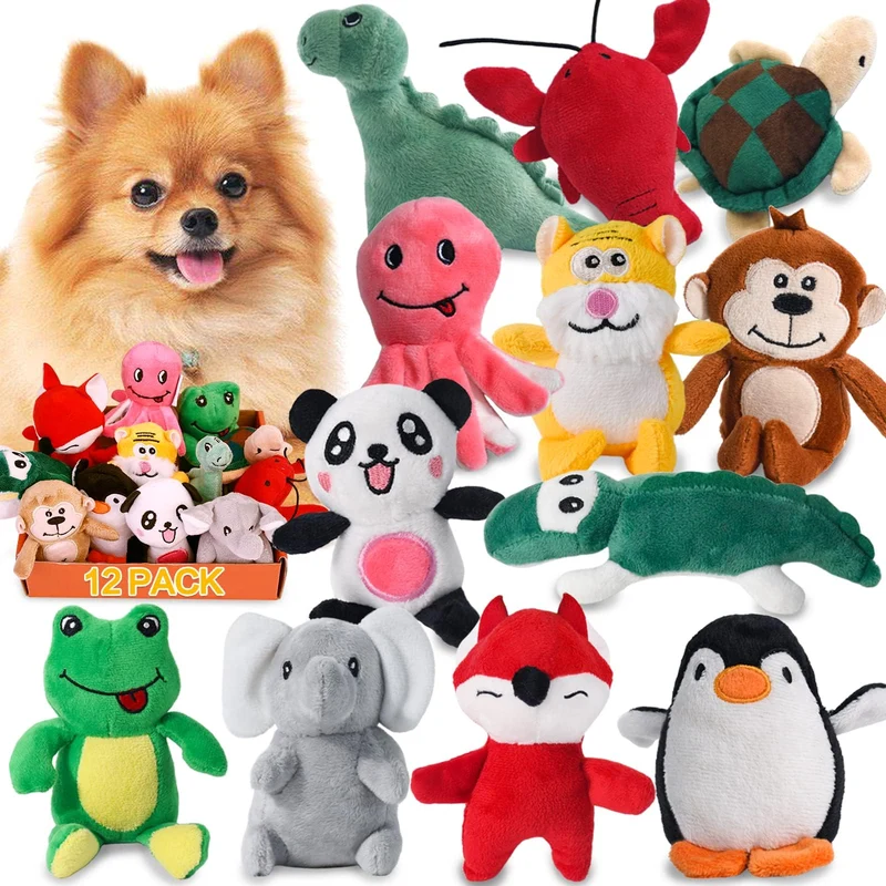 LEGEND SANDY – Lot de 12 Jouets Peluche pour Chiens et Chiots, Amusants et Sûrs
