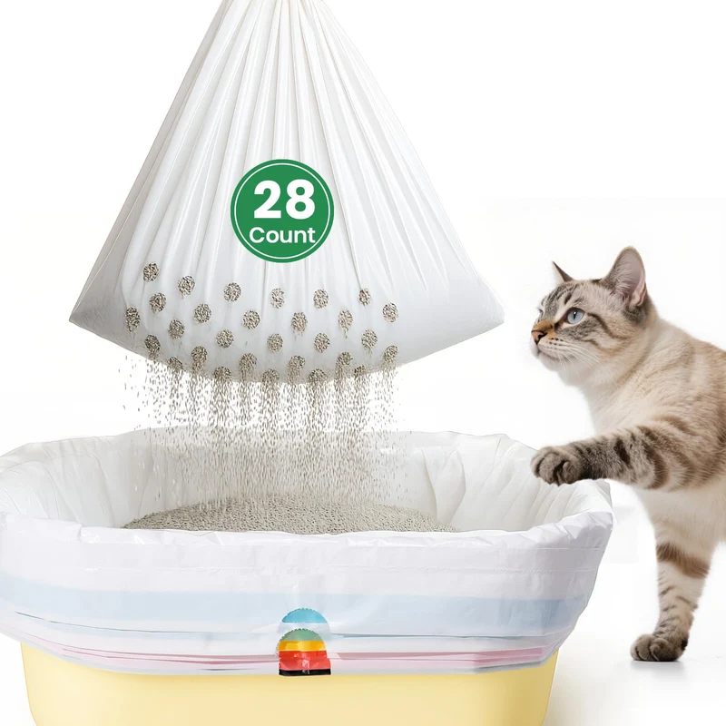 PETOCAT Sacs Litière Tamisés – Système 7 Jours, Liner Renforcé 37x18 po (28 paquets)