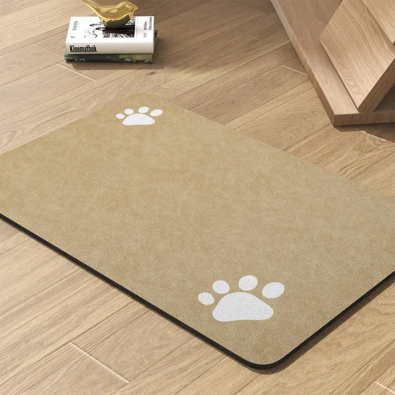 PADOOR Tapis d’alimentation absorbant – Tapis anti-traces pour chiens et chats – Séchage rapide, base anti-fuite – Beige 40x60 cm