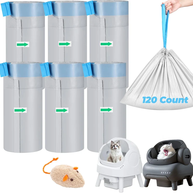 KropBom - 120 Sacs pour Bac de Litière Automatique, compatibles NeakasaM1 & Autoscooper 11 (27 x 13 po)