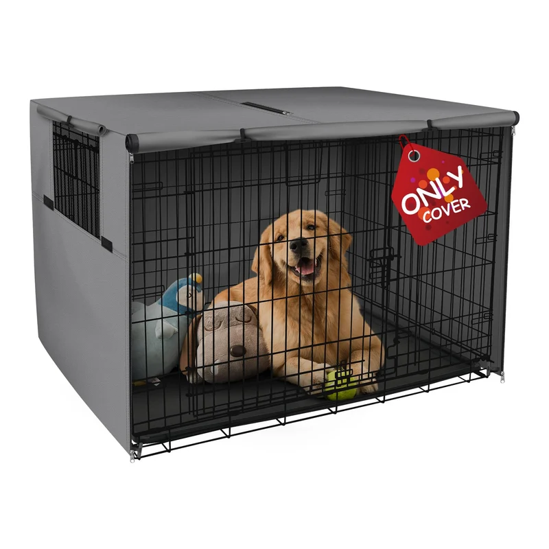 Housse de cage pour chien Explore Land – Polyester robuste, pare-soleil universel pour cage en fil de 24 pouces (gris)