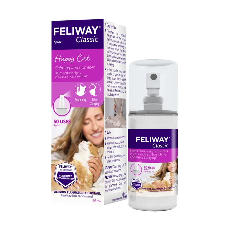 FELIWAY® Classic Spray – Calmant pour Chat, 60 ml | À la maison et en voyage