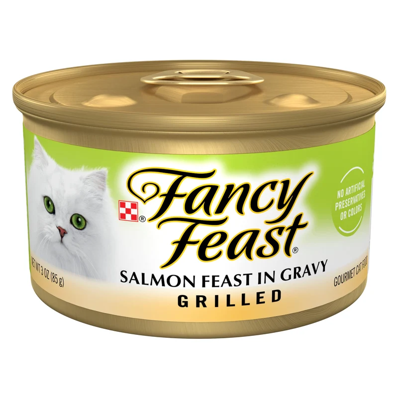 Fancy Feast Saumon Grillé en Sauce – Aliment Humide pour Chat, Lot de 24 Boîtes de 85 g