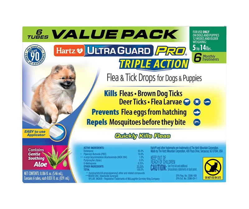 Hartz UltraGuard Pro – Traitement topique anti-puces et tiques pour chiens 5-14 lb (6 mois)