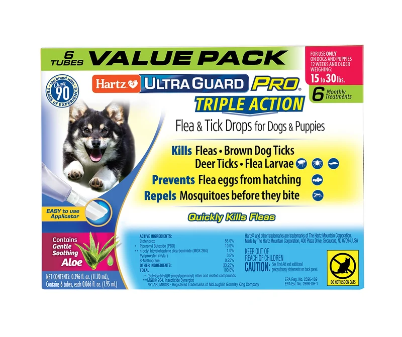 Hartz UltraGuard Pro – Traitement topique Puces et Tiques pour Chiens et Chiots 7–14 kg (6 mois)