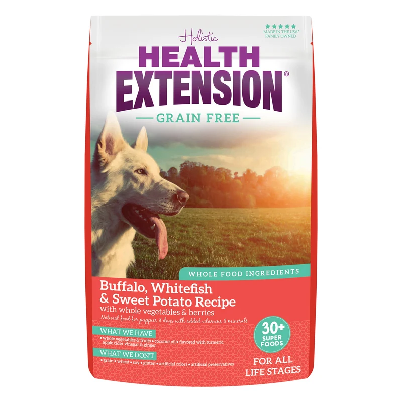Health Extension Croquettes Buffalo et Whitefish Sans Céréales – 4 lb, 30+ Superaliments et Probiotiques