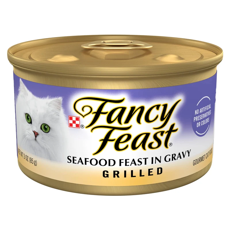 Fancy Feast Grillé Fruits de Mer en Sauce – Nourriture humide pour chat, boîte 3 oz, lot de 24