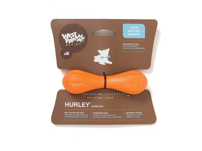 WEST PAW Zogoflex Hurley – Os flottant pour chiens mordeurs, orange tangerine