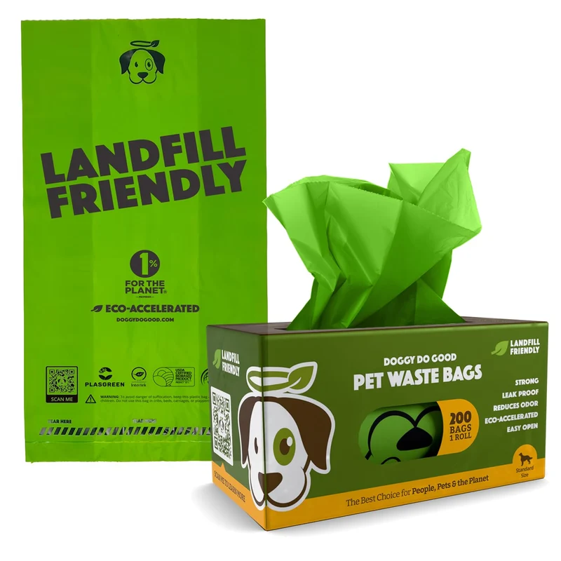 Doggy Do Good Sacs Déchets Chiens – 200 Pièces, Sans Parfum, 50% Recyclé + 15% Biobased, Résistants et Étanches