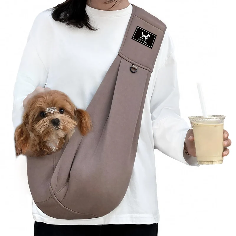 PAWPUBBY Sling pour chien – jusqu’à 6,8 kg (15 livres), Taille M, caramel | Port mains libres et confort ergonomique